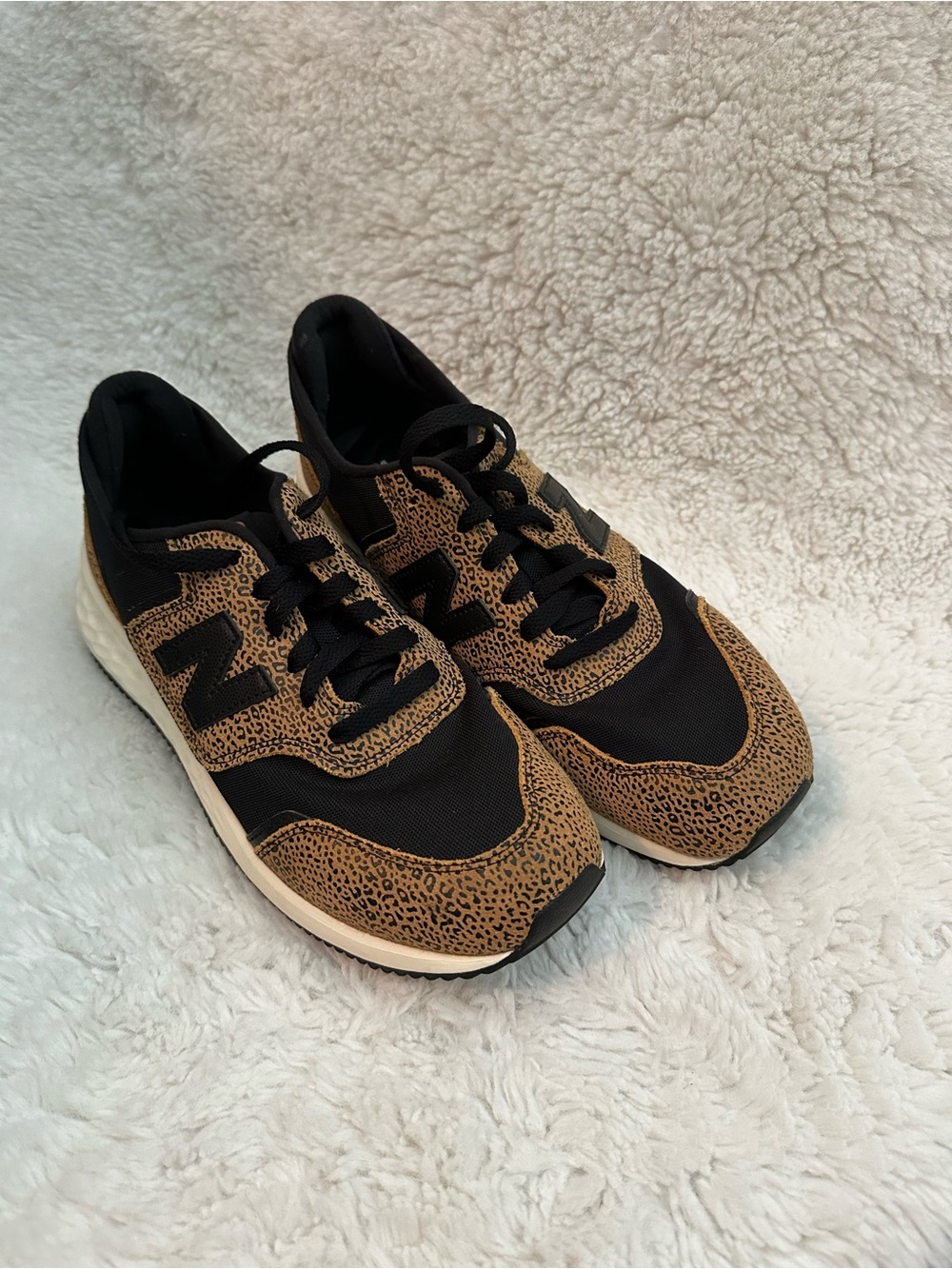 New Balance Black and Tan Leopard-Print Women's Sneakers